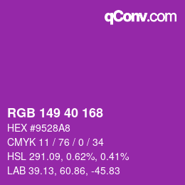 Color code: RGB 149 40 168 | qconv.com