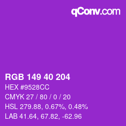 Color code: RGB 149 40 204 | qconv.com