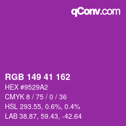 Color code: RGB 149 41 162 | qconv.com