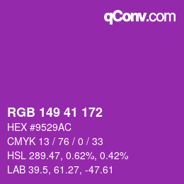 Color code: RGB 149 41 172 | qconv.com