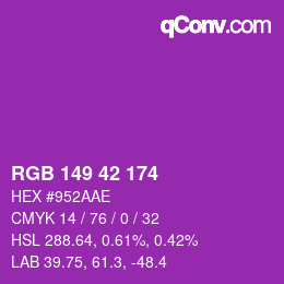 カラーコード: RGB 149 42 174 | qconv.com