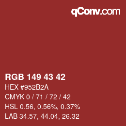 カラーコード: RGB 149 43 42 | qconv.com