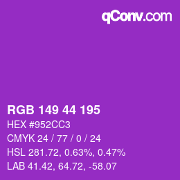 颜色代码: RGB 149 44 195 | qconv.com