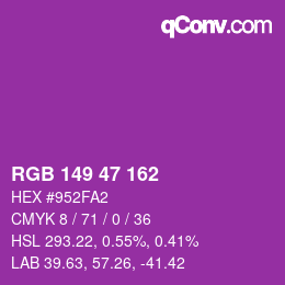 Color code: RGB 149 47 162 | qconv.com