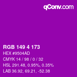 Color code: RGB 149 4 173 | qconv.com