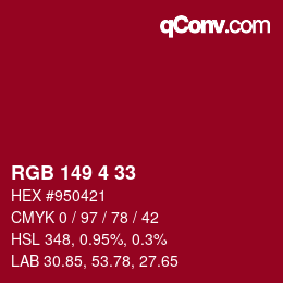 Color code: RGB 149 4 33 | qconv.com