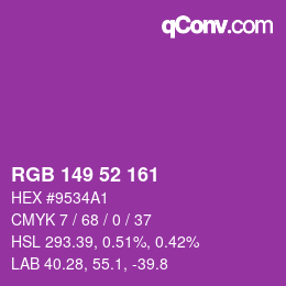 Color code: RGB 149 52 161 | qconv.com