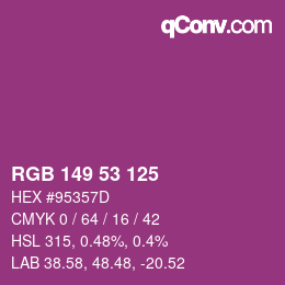 カラーコード: RGB 149 53 125 | qconv.com