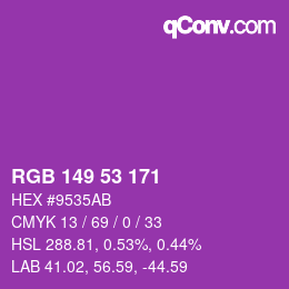 Color code: RGB 149 53 171 | qconv.com
