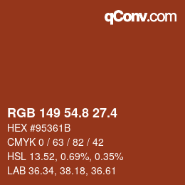 カラーコード: RGB 149 54.8 27.4 | qconv.com