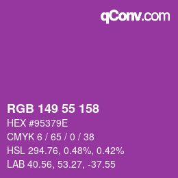 Color code: RGB 149 55 158 | qconv.com