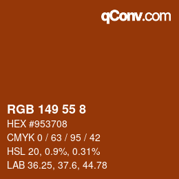 カラーコード: RGB 149 55 8 | qconv.com