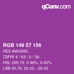 Color code: RGB 149 57 156 | qconv.com