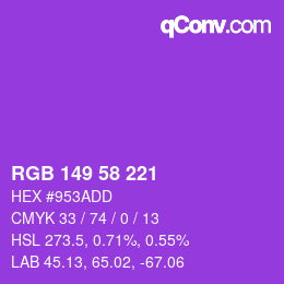 Color code: RGB 149 58 221 | qconv.com