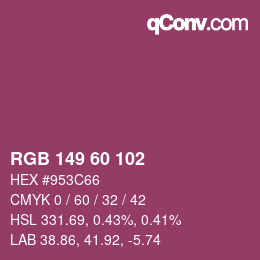 カラーコード: RGB 149 60 102 | qconv.com