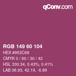 カラーコード: RGB 149 60 104 | qconv.com
