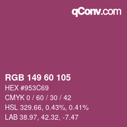 カラーコード: RGB 149 60 105 | qconv.com