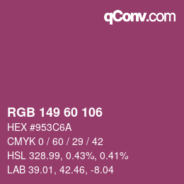 颜色代码: RGB 149 60 106 | qconv.com