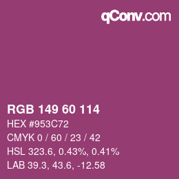 Color code: RGB 149 60 114 | qconv.com