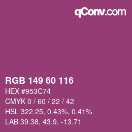 カラーコード: RGB 149 60 116 | qconv.com