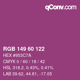 カラーコード: RGB 149 60 122 | qconv.com