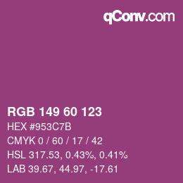 颜色代码: RGB 149 60 123 | qconv.com