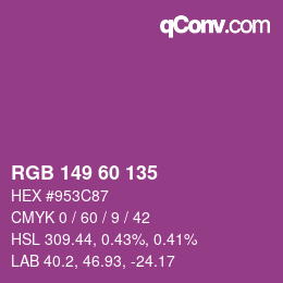 カラーコード: RGB 149 60 135 | qconv.com