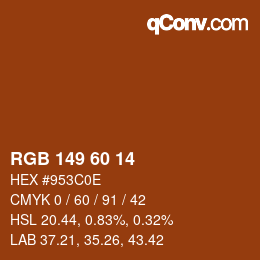カラーコード: RGB 149 60 14 | qconv.com