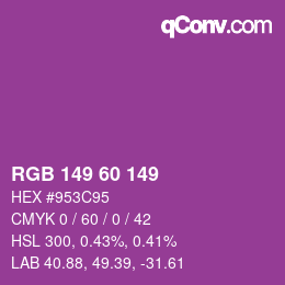 カラーコード: RGB 149 60 149 | qconv.com
