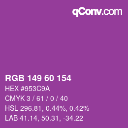 颜色代码: RGB 149 60 154 | qconv.com