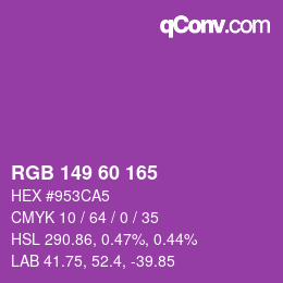 カラーコード: RGB 149 60 165 | qconv.com
