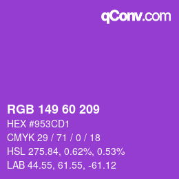 カラーコード: RGB 149 60 209 | qconv.com