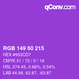 Color code: RGB 149 60 215 | qconv.com