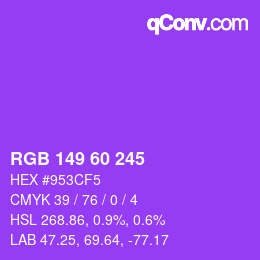 カラーコード: RGB 149 60 245 | qconv.com