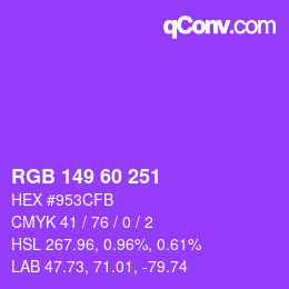 Color code: RGB 149 60 251 | qconv.com