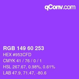 颜色代码: RGB 149 60 253 | qconv.com