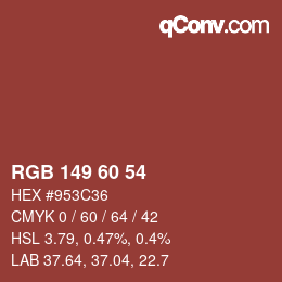 カラーコード: RGB 149 60 54 | qconv.com