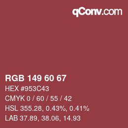 颜色代码: RGB 149 60 67 | qconv.com
