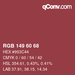 カラーコード: RGB 149 60 68 | qconv.com
