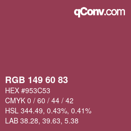 カラーコード: RGB 149 60 83 | qconv.com