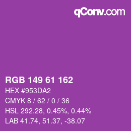 Color code: RGB 149 61 162 | qconv.com