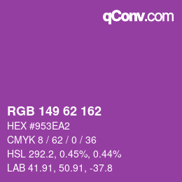 Color code: RGB 149 62 162 | qconv.com