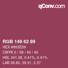 Color code: RGB 149 62 89 | qconv.com