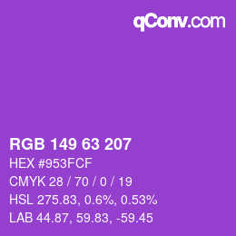 Color code: RGB 149 63 207 | qconv.com