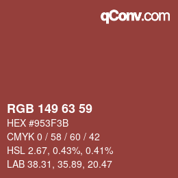 Color code: RGB 149 63 59 | qconv.com