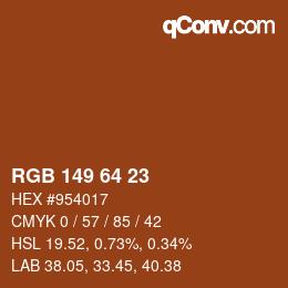 Color code: RGB 149 64 23 | qconv.com