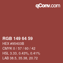 カラーコード: RGB 149 64 59 | qconv.com