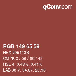 Color code: RGB 149 65 59 | qconv.com