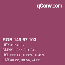 カラーコード: RGB 149 67 103 | qconv.com