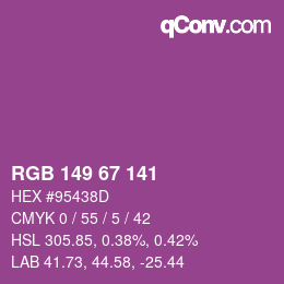 Color code: RGB 149 67 141 | qconv.com